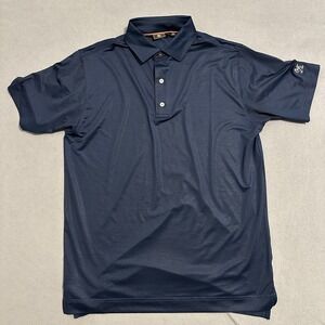 Foot Joy Triangle Print Polo Shirt Stretch Short Sleeves Blue Mens Size Medium